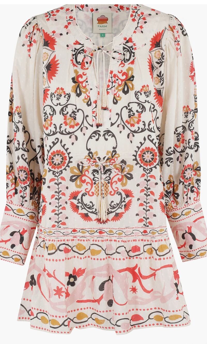 Farm Rio Cream Cashew Mandala Mini Dress, Small